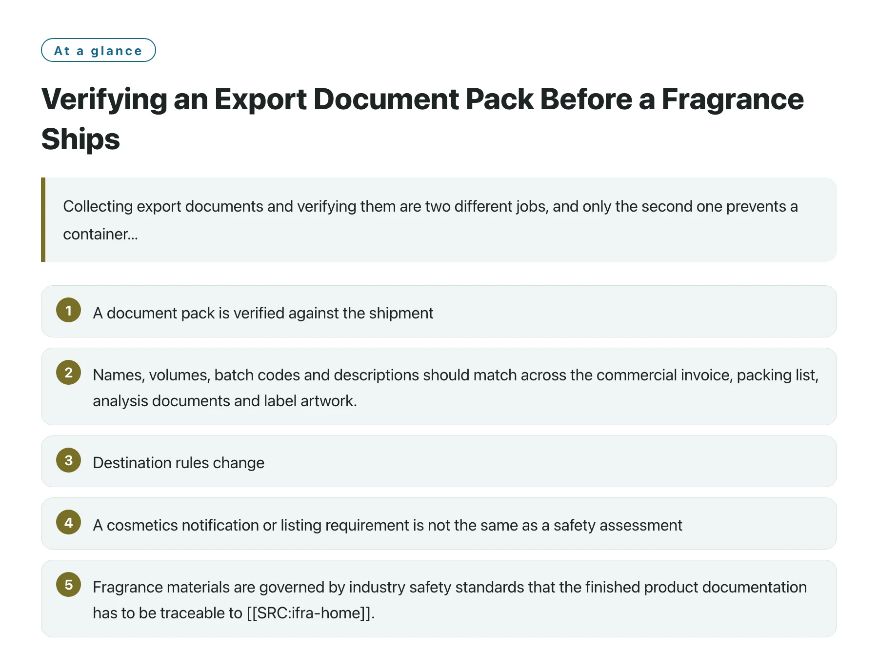 Verifying an Export Document Pack Before a Fragrance Ships——全文要点速览